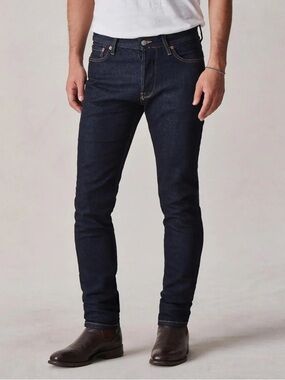 Buck Mason Maverick Slim Jeans 34x32 Dark Wash Stretch Denim Mens